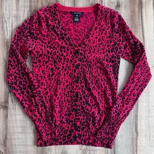 Pink Tartan Leopard Print Cardigan